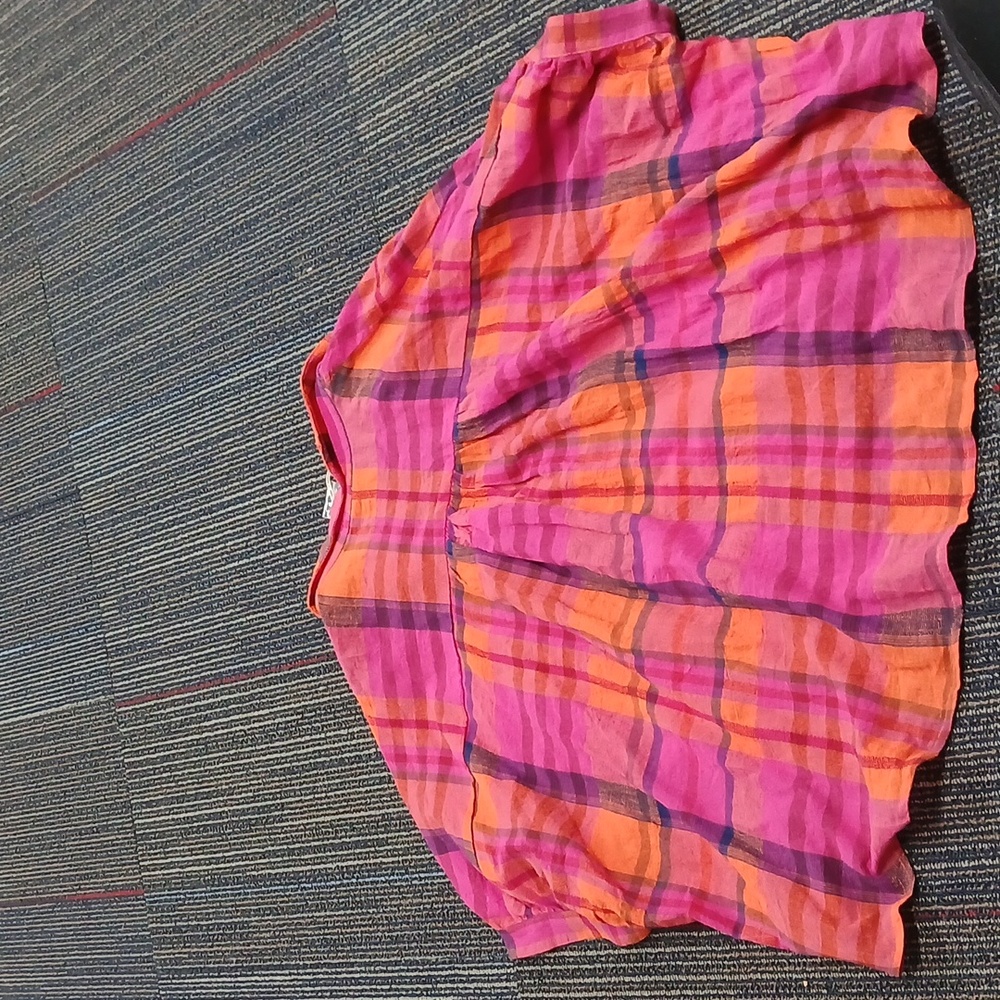 NWT BiBi Button Up Dolman Sleeve Fuchsia Plaid Plaid Shirt XL - Picture 6 of 6